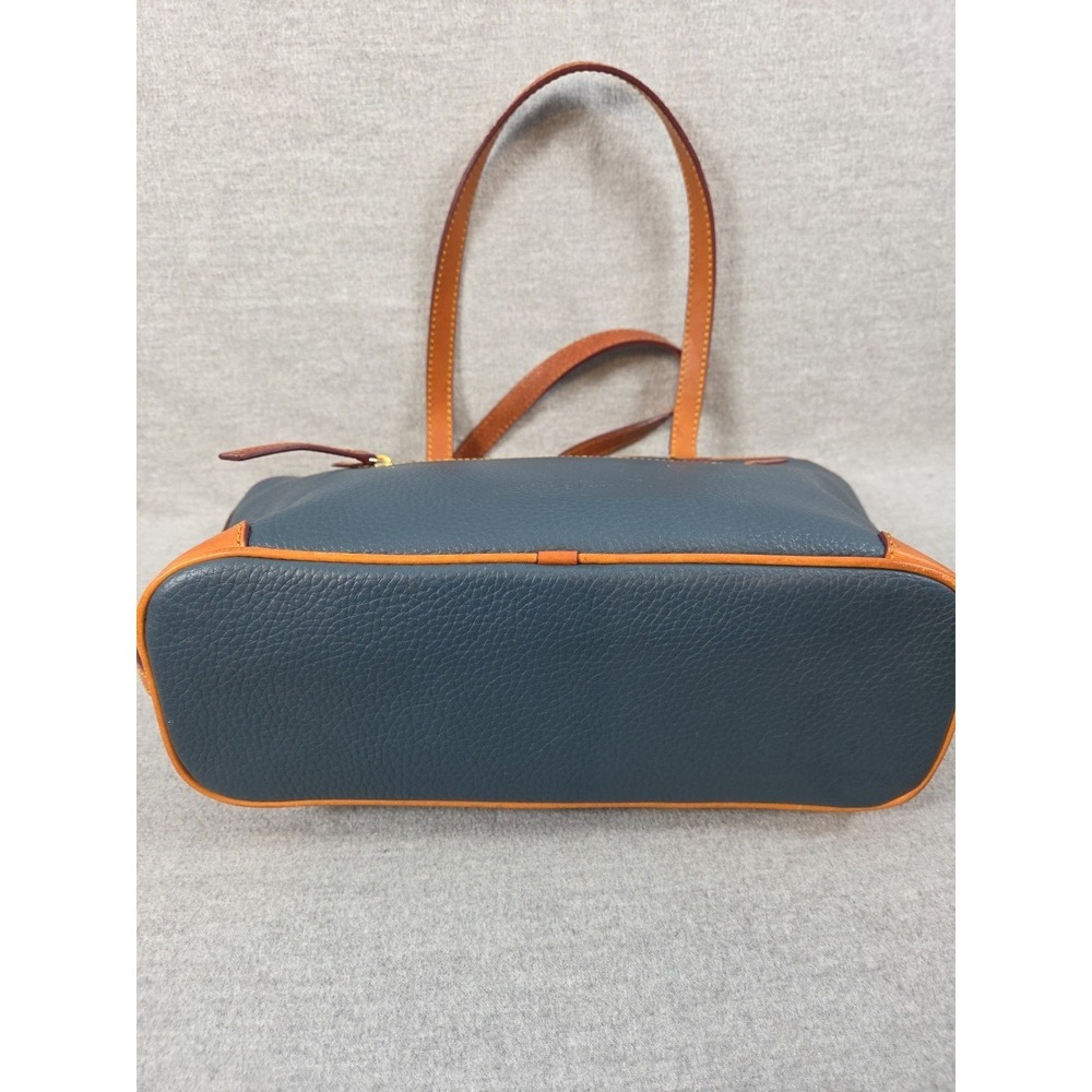 Dooney & Bourke Charleston Tote Bag Navy Blue Pebbled Leather Purse Handbag Logo - Picture 8 of 12